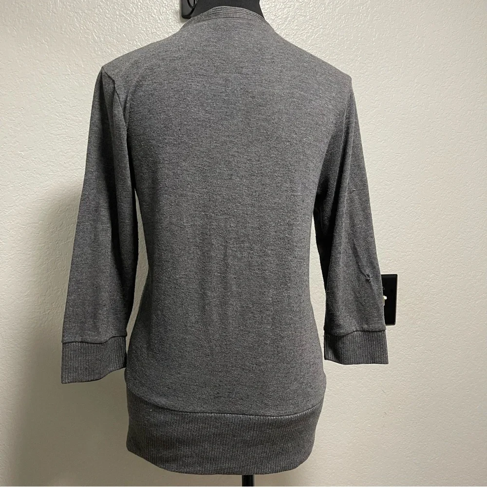 Zenana outfitters cardigan sweater heather grey color w brass-tone buttons LARGE